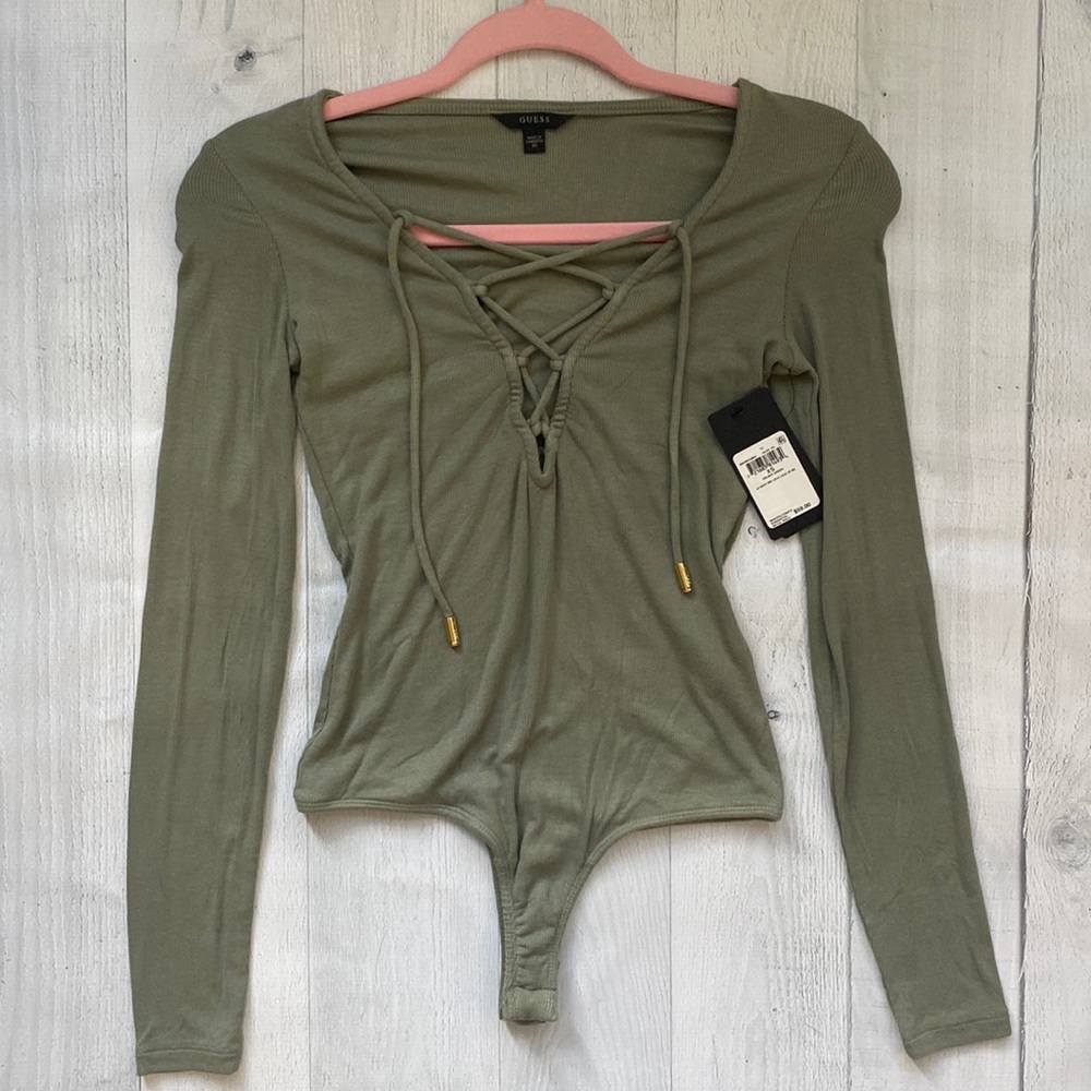 ❌ SOLD ❌ GUESS - Sexy Ribbed Lola Lace Up Bodysuit